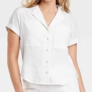 Universal Thread | Linen-blend White Button Down Shirt NWOT | Size Large